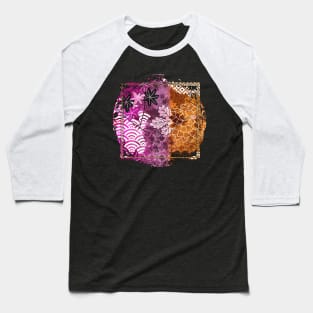 Japanese Design Floral Cherry Blossom Retro Art Earth Colours Streetwear Urban 554 Baseball T-Shirt